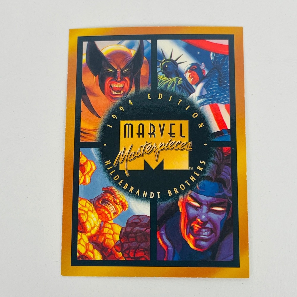 Marvel Fleer Trading Card 140 1994 Masterpieces Checklist Hildebrandt Gold